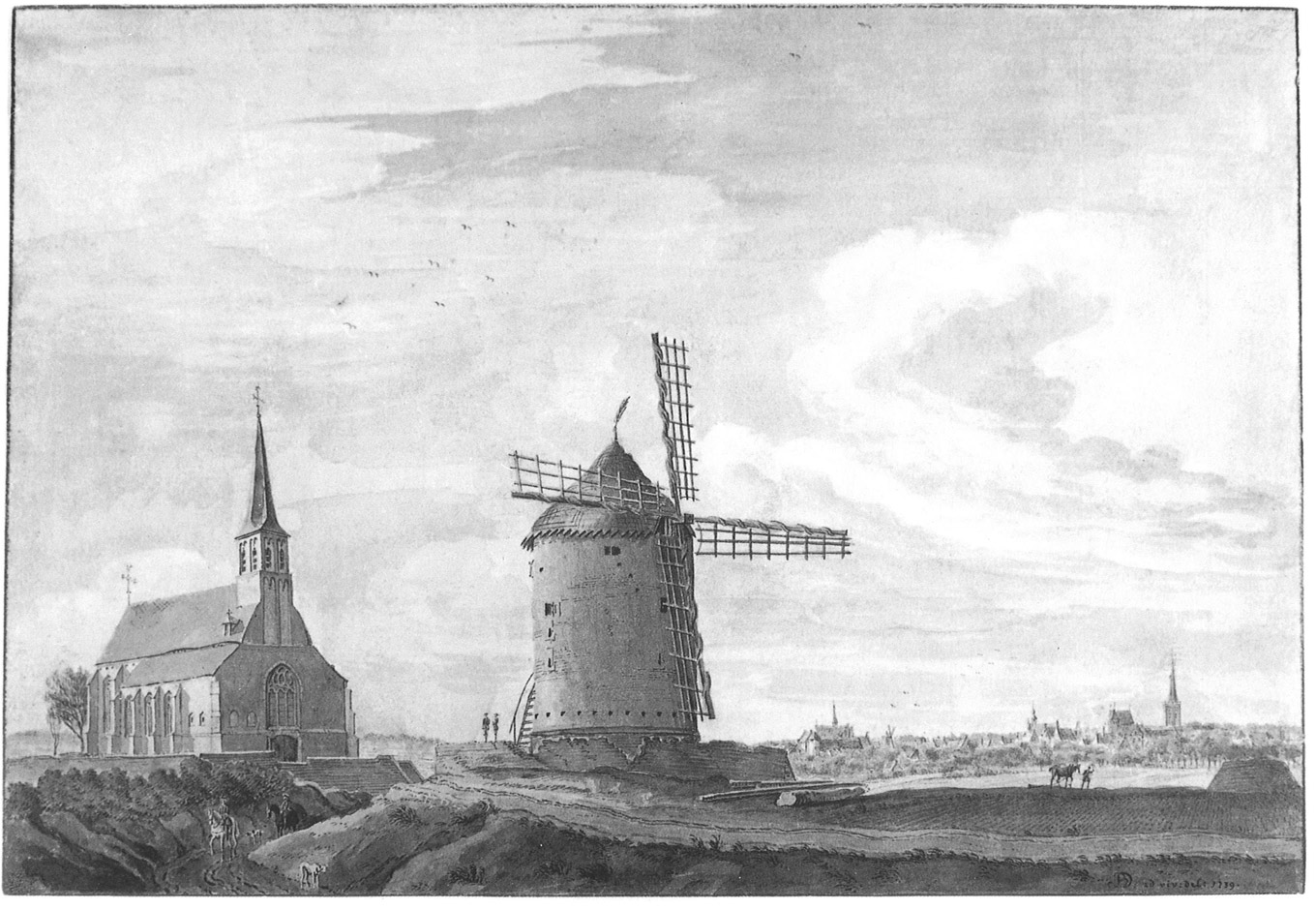 Foto mit Gerebernuskapelle und M&uuml;hle - Jan de Beijer - vor 1739